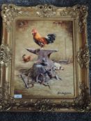 An oil painting, Alan Butterworth, Blacksmith's Cockerall, 40 x 50cm, plus frame