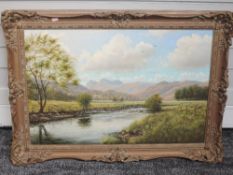 An oil painting, Peter McKay, Elterwater, Lake District landscape, 50 x 75cm, plus frame, (insurance