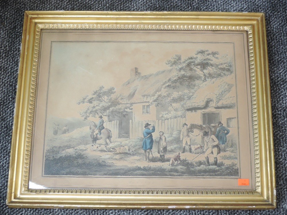 A pair of prints, in the style of George Morland, Morning and Evening, each 43 x 55cm, plus frame