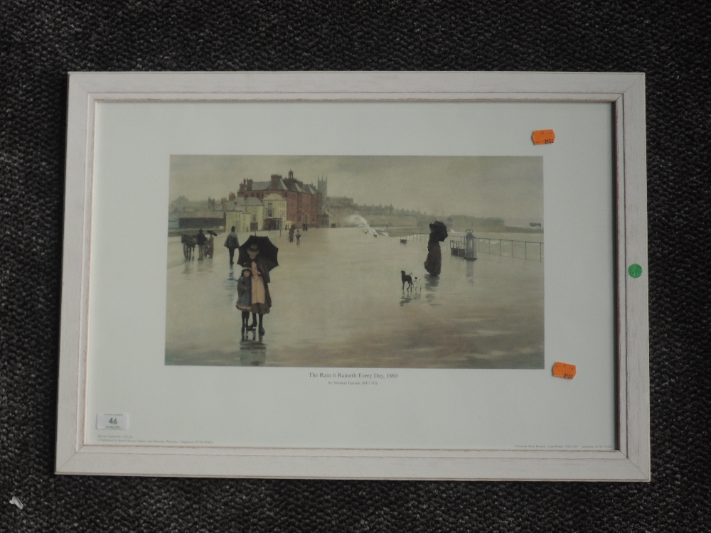 A re-print, after Norman Garstin, The Rain it Raineth Every Day, 27 x 43cm, plus frame and glazed