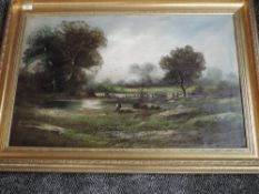 An oil painting, rural landscape, early C20th, 50 x 75cm, plus frame