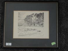 A print, after Alfred Wainwright, Friar's Crag Derwentwater, signed, 18 x 23cm, plus frame and