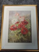 A watercolour, field poppies, indistinctly signed and dated '18, 48 x 33cm, plus frame and glazed