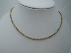 A yellow metal belcher chain stamped 9ct, approx 12g & 22'