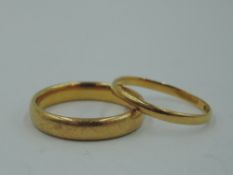 Two 22ct gold wedding bands, total approx 6.3g & size N