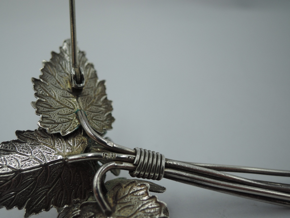 An HM silver brooch modelled as a tied posy, bearing marks CH probably Charles Horner - Image 3 of 5