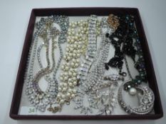 A selection of diamante jewellery etc including necklaces, bracelets and brooches