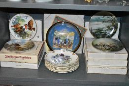 A selection of ceramic display plates including Royal Albert etc