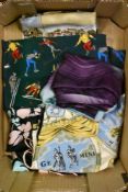 A selection of silk and similar mid century printed scarf and handkerchief including ski interest