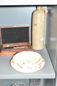 A souvenir of the Royal Tour 1949 a salt glazed vessel and cased spy glass