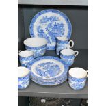 A part tea service by Royal Worcester in a Willow wear design 11 pieces in total
