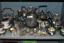 A good selection of plated table wares including tea and chocolate pot