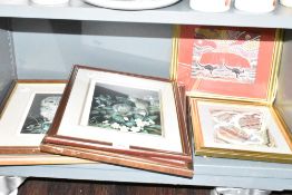 A selection of prints and picture frames including Aboriginal art