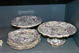 A selection of antique ceramics having gilt edge work and chintz pattern