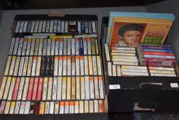 Two boxes of cassette tapes including rock interest and much more.