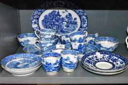 A selection of transfer printed porcelain some early 19th examples interesting collection