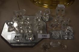 A selection of crystal animals including frogs, mice,owls and more.