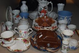 An assortment of vintage items and ceramics including Old Foley,and Royal Albert.