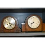 Two oak cased art deco mantle or similar clocks including Enfield