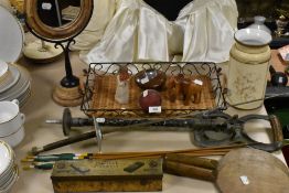 A mixed lot of items including vintage shhoting stick,foil, treen and more.