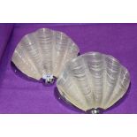 Two art deco chrome and pressed sea shell wall lights