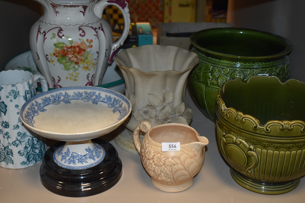 A selection of vintage ceramics including wash set, planters,jugs and more.
