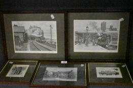 A selection of local interest prints of steam and train interest