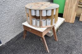 A work bench and large cable spool ideal for garden table etc