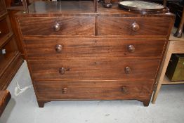 A Victorian draw chest veneered mahogany and beaded frontage of two over three