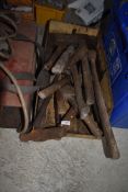 A selection of axe and hammers including metal workers and joiners