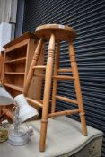 A traditional turned frame beech wood high stool artist or similar