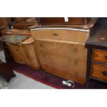 A vintage walnut veneer dressing table and bedroom drawers, stylised design, Beautility or similar