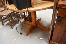 A heavy set circular pine kitchen or similar work table top