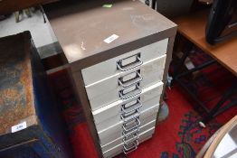 A set of 8 metal filing drawers, office or industrial use