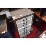 A set of 8 metal filing drawers, office or industrial use