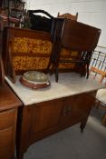 A Traditional wash stand having marble top and tile back