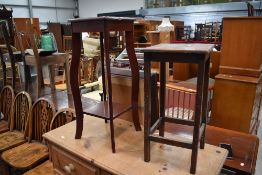 Two early 20th Century stained frame occasional tables/plant stands