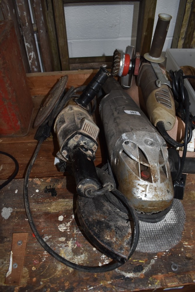 A selection of electric angle grinder and similar larger disc cutter