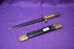 An Italian Shortened Version of the Vetterli-Vitale Model 1870 Bayonet with metal and leather