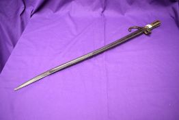 A French M1866 Sabre Bayonet, commonly called Chassepot, blade length 57cm, total length 70cm,