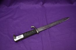 A German Model 1898 Dress Bayonet with two rivet chequered grip, maker mark Weyersberg