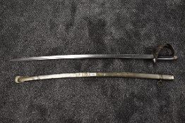 An Italian possible Model 1871 Cavalry Trooper's Sword, pipe back blade, steel guard, birds head