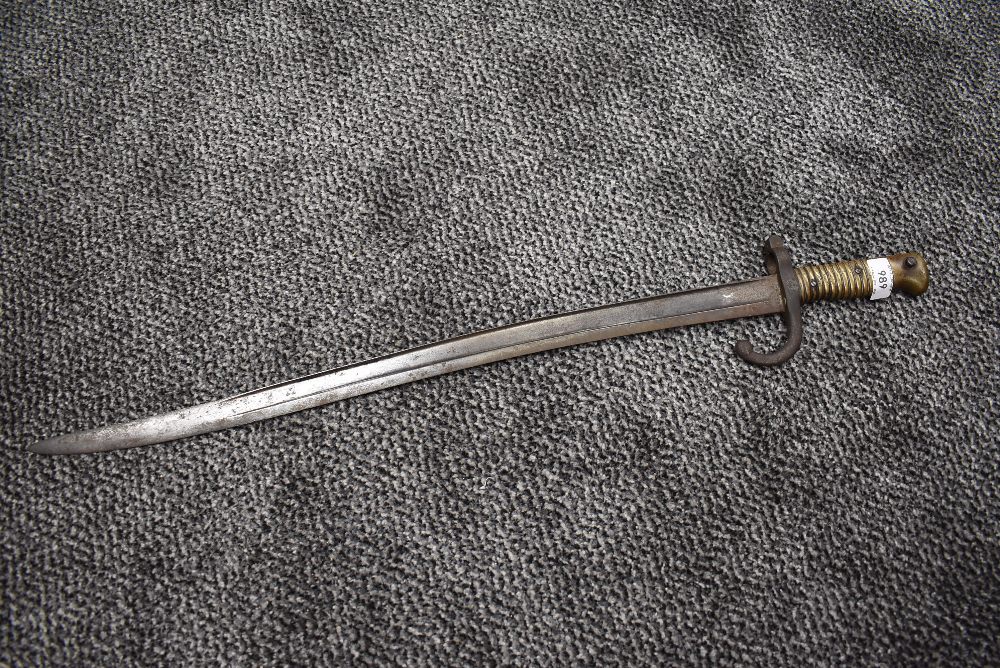 A French M1866 Sabre Bayonet, commonly called Chassepot, blade length 57cm, total length 70cm,