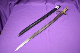 A French Sword Bayonet for Chassepot Rifle 1866 with metal scabbard, numbered on crossguard