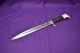 A German Model 1898 Dress Bayonet with three rivet chequered grip, maker mark Weyersberg