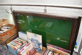 A wood and glass display case, to lay flat, no shelves