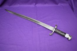 A British 1856 Bayonet for the Enfield Rifle, no scabbard, blade marked R14, blade length 53cm,