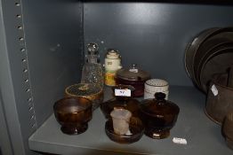 A selection of vintage glass ware including perfume bottle and more.