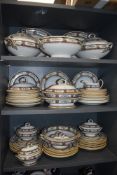 A large collection of Victorian Minton / M & co Chinese key dinner service having floral pattern and