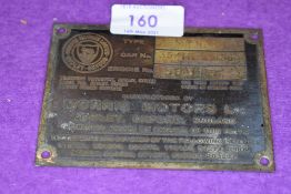 A vintage brass engine plate for Morris Motors